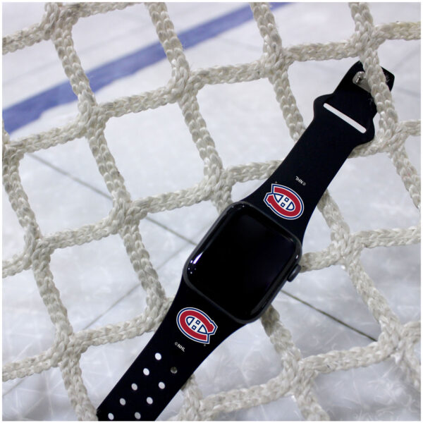 Black Montreal Canadiens Silicone Apple Watch Band - Image 5