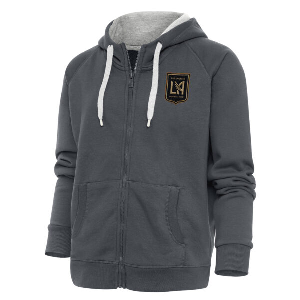 Women's Antigua Charcoal LAFC Logo Victory Full-Zip Hoodie
