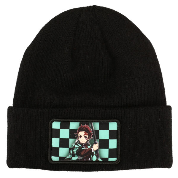 Men's  Black Demon Slayer: Kimetsu no Yaiba Cuffed Knit Hat