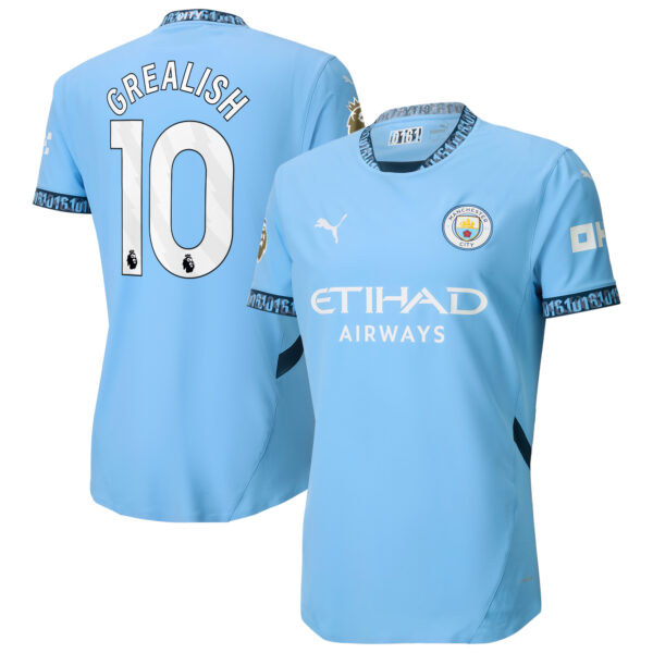 Men's Puma Jack Grealish Light Blue Manchester City 2024/25 Home Authentic Player Jersey - Image 5