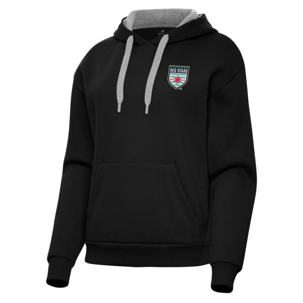 Women's Antigua Black Chicago Red Stars Victory Pullover Hoodie