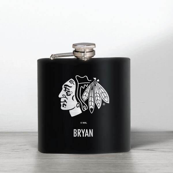 Black Chicago Blackhawks 6oz. Personalized Stealth Hip Flask - Image 5