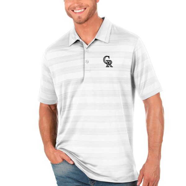 Men's Antigua White Colorado Rockies Compass Polo