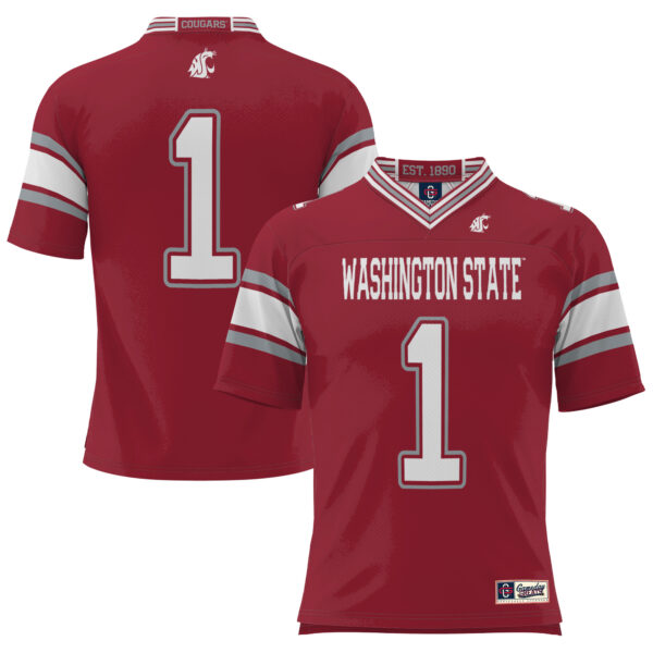 Men's GameDay Greats #1 Crimson Washington State Cougars Endzone Football Jersey - Image 5