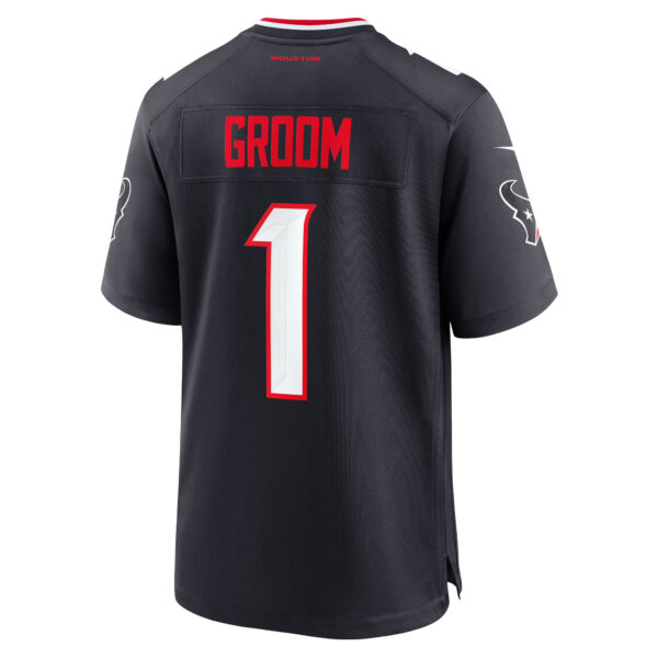 Men's Nike Number 1 Groom Navy Houston Texans Game Jersey - Image 4