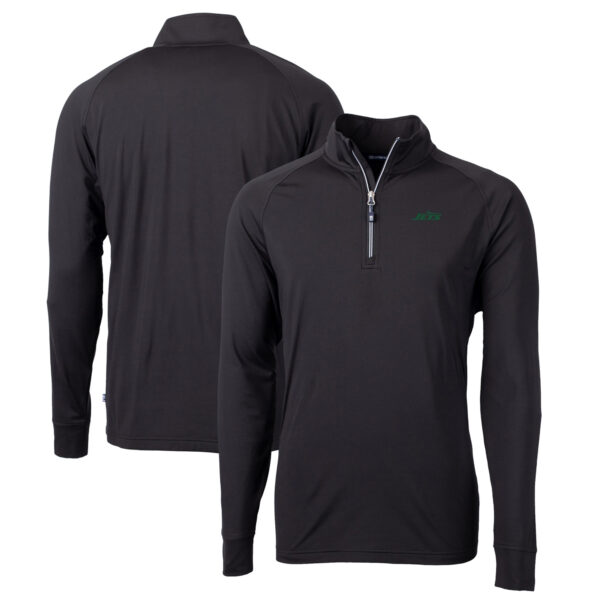 Men's Cutter & Buck Black New York Jets Primary Logo Big & Tall Adapt Eco Knit Stretch Recycled Quarter-Zip Pullover Top - Image 5