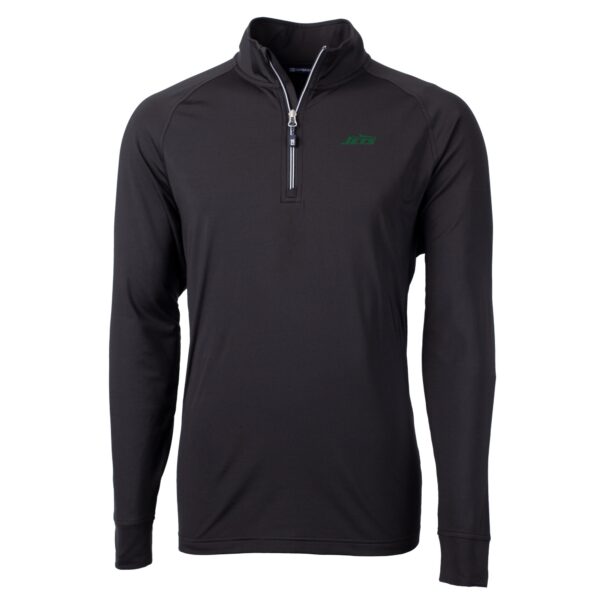 Men's Cutter & Buck Black New York Jets Primary Logo Big & Tall Adapt Eco Knit Stretch Recycled Quarter-Zip Pullover Top - Image 6