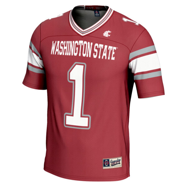 Men's GameDay Greats #1 Crimson Washington State Cougars Endzone Football Jersey - Image 6