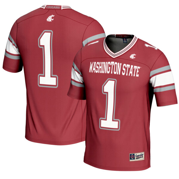 Men's GameDay Greats #1 Crimson Washington State Cougars Endzone Football Jersey