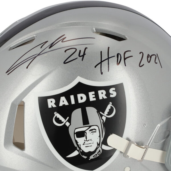 Charles Woodson Oakland Raiders Autographed Riddell Speed Authentic Helmet with "HOF 21" Inscription - Image 6