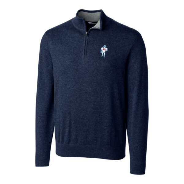 Men's Cutter & Buck Navy Houston Oilers Throwback Logo Lakemont Tri-Blend Big & Tall Quarter-Zip Pullover Sweater - Image 5