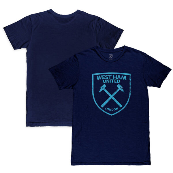 Men's 1863FC  Navy West Ham United Mono Crest Slub T-Shirt - Image 5