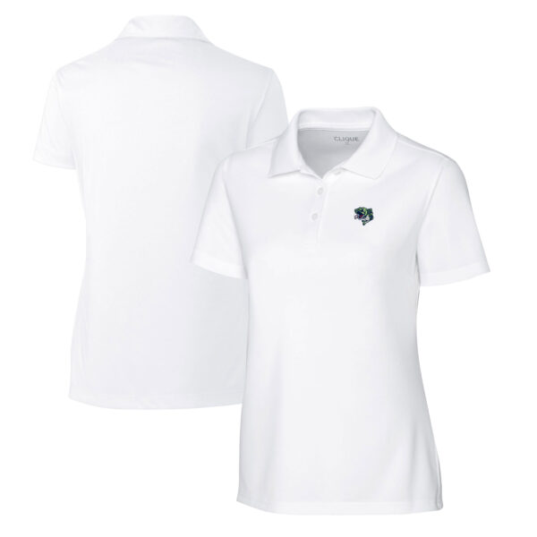 Women's Cutter & Buck White Gwinnett Stripers Clique Spin Eco Performance Pique Women's Polo - Image 5