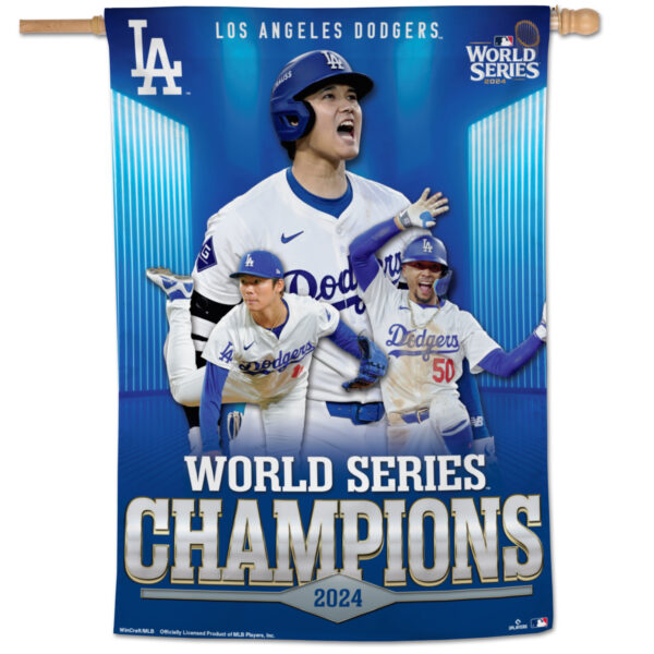 WinCraft Mookie Betts, Shohei Ohtani & Yoshinobu Yamamoto Los Angeles Dodgers 2024 World Series Champions 28" x 40" Single-Sided Vertical Banner