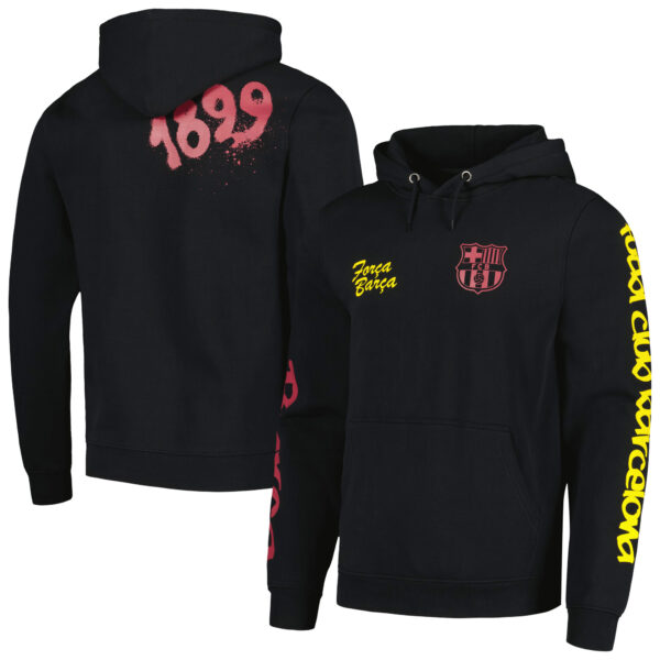 Men's Barcelona Black Graffiti Pullover Hoodie