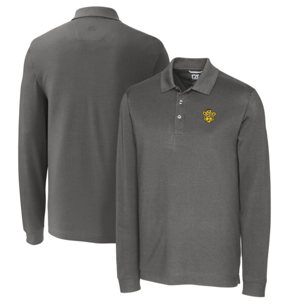 Men's Cutter & Buck Steel Missouri Tigers Vault Advantage Tri-Blend Pique Big & Tall Long Sleeve Polo - Image 5