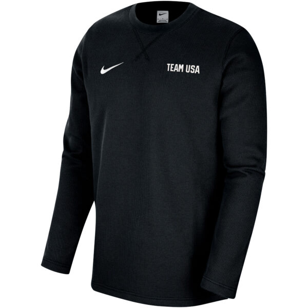 Men's Nike Black Team USA Waffle Knit Long Sleeve T-Shirt - Image 6