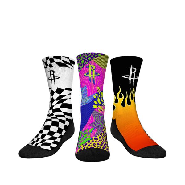 Youth Rock Em Socks Houston Rockets Team Vibes Three-Pack Crew Socks Set