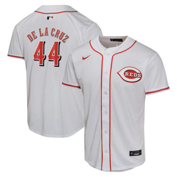 Youth Nike Elly De La Cruz White Cincinnati Reds Home Game Player Jersey - Image 2