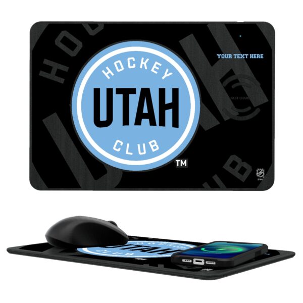 Keyscaper  Utah Hockey Club Personalized 2-in-1 Wireless Charger & Mouse Pad