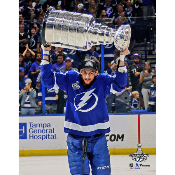 Anthony Cirelli Tampa Bay Lightning Unsigned 2021 Stanley Cup Champions Raising Cup Photograph