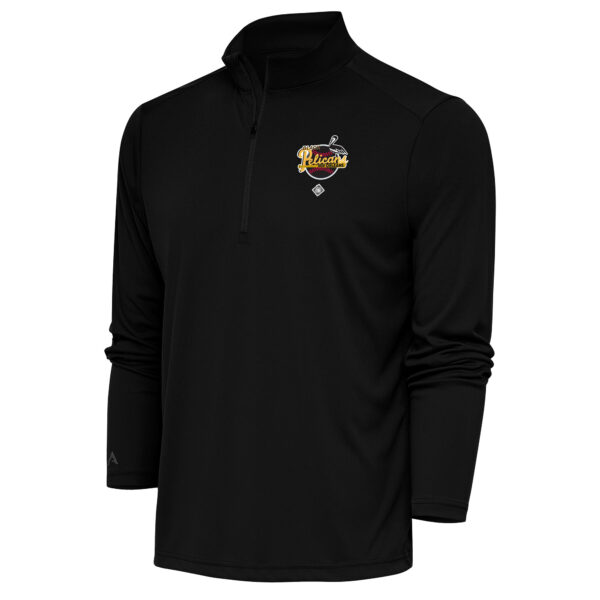 Men's Antigua Black New Orleans Black Pelicans Tribute Quarter-Zip Pullover Top
