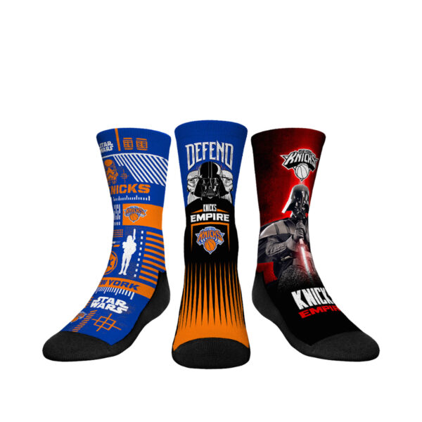 Youth Rock Em Socks Darth Vader & Stormtrooper Blue New York Knicks Three-Pack Star Wars Crew Socks Set - Image 5