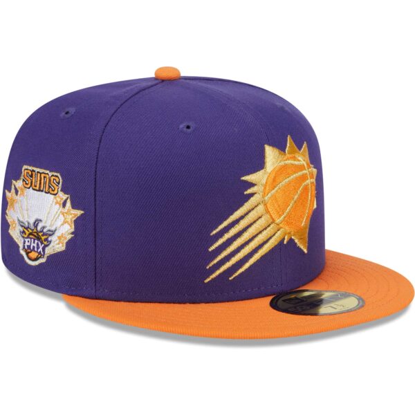 Men's New Era Purple/Orange Phoenix Suns Gameday Gold Pop Stars 59FIFTY Fitted Hat - Image 7