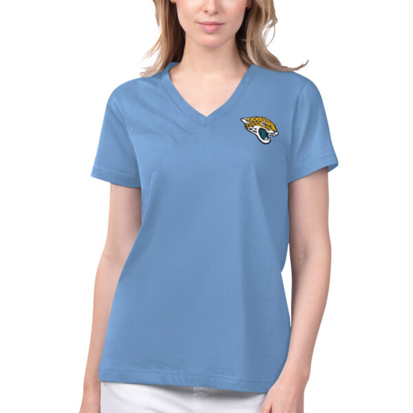 Women's Margaritaville Blue Jacksonville Jaguars Game Time V-Neck T-Shirt - Image 5