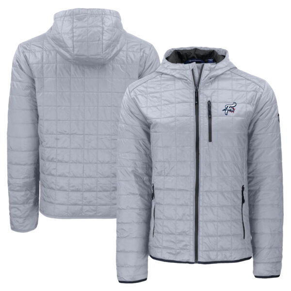 Men's Cutter & Buck  Gray Reading Fightin Phils Rainier PrimaLoft Eco Full-Zip Hooded Jacket - Image 5