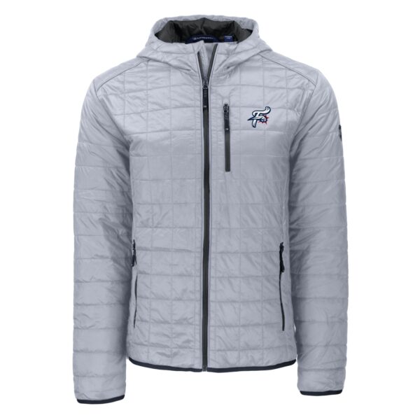 Men's Cutter & Buck  Gray Reading Fightin Phils Rainier PrimaLoft Eco Full-Zip Hooded Jacket - Image 6