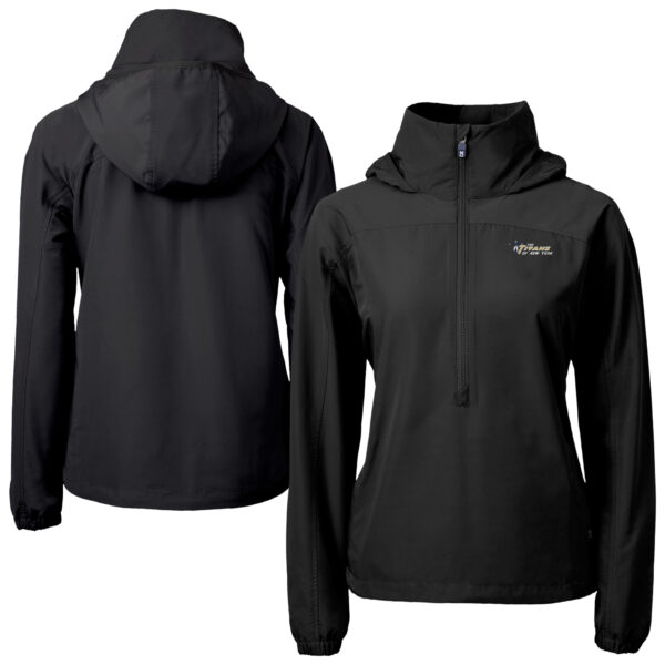 Women's Cutter & Buck Black New York Titans  Charter Eco Recycled Half-Zip Hooded Anorak Jacket