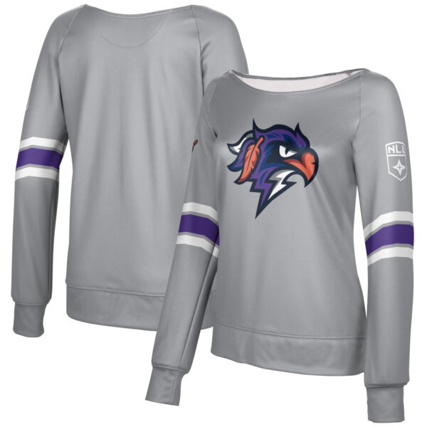Girls Youth Epoch Lacrosse Gray Halifax Thunderbirds Boat Neck Pullover Sweatshirt