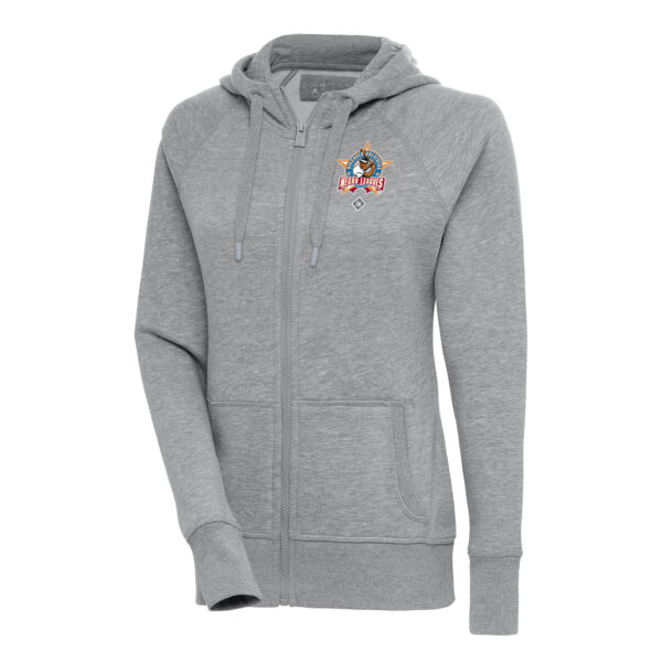 Women's Antigua Heather Gray Negro League Victory Full-Zip Hoodie