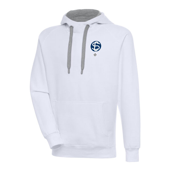 Men's Antigua White Santa Clara Leopardos Victory Pullover Hoodie