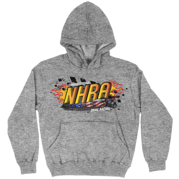Youth Vive La Fete Gray NHRA Flag Dragster Pullover Hoodie