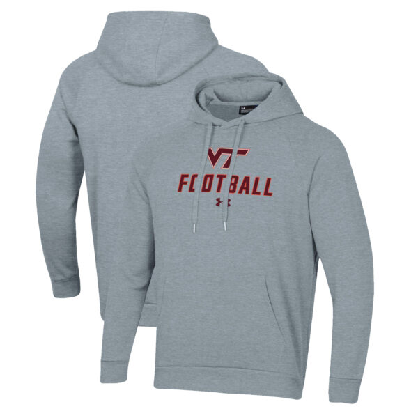Men's Under Armour Grey Virginia Tech Hokies Football Rival Fleece Pullover Hoodie - Image 5