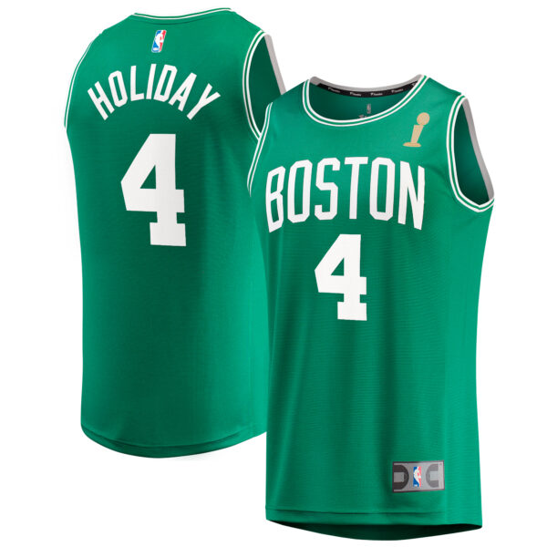 Men's Fanatics Jrue Holiday Kelly Green Boston Celtics 2024 NBA Finals Champions Fast Break Replica Player Jersey - Icon Edition