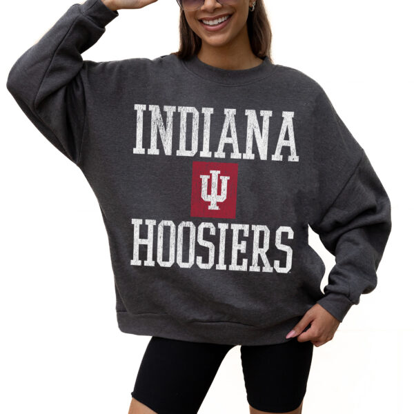 Women's Gameday Couture Charcoal Indiana Hoosiers Premium Fleece Pullover Sweatshirt