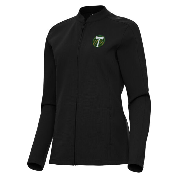 Women's Antigua Black Portland Timbers Regard Full-Zip Jacket
