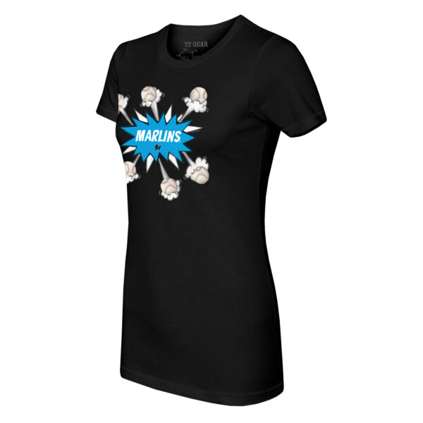 Women's Tiny Turnip Black Miami Marlins Baseball Pow T-Shirt - Image 6