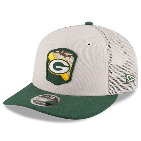 Men's New Era  Stone/Green Green Bay Packers 2023 Salute To Service Low Profile 9FIFTY Snapback Hat - Image 4