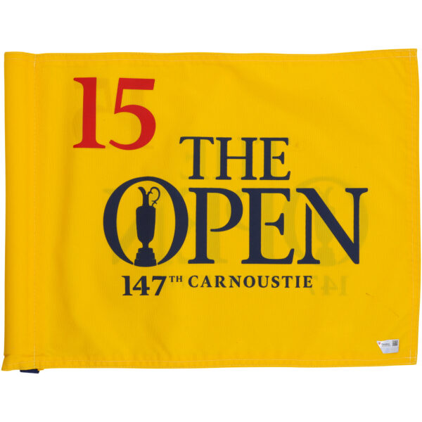 147th Open Championship Event-Used #15 Yellow Pin Flag from Round 3 on July 21, 2018