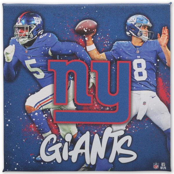 New York Giants 12" x 12" Team Logo and Players Splash Canvas Art