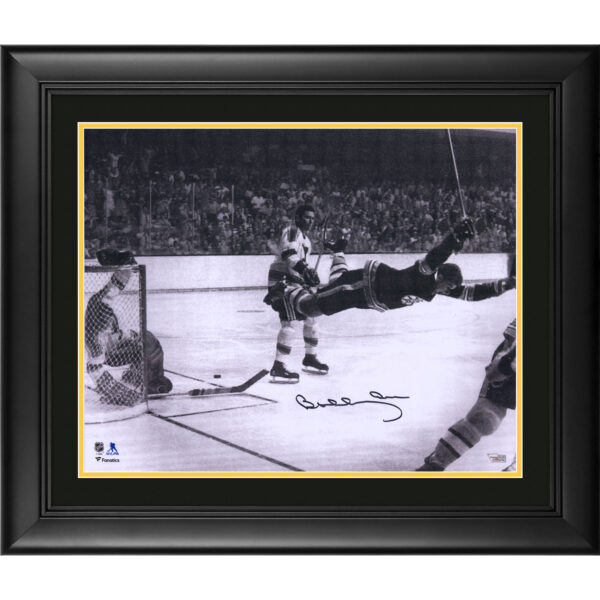 Bobby Orr Boston Bruins Framed Autographed 16" x 20" The Goal Photograph