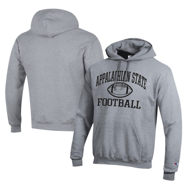 Men's Champion  Gray Appalachian State Mountaineers Football Eco Powerblend Pullover Hoodie - Image 5