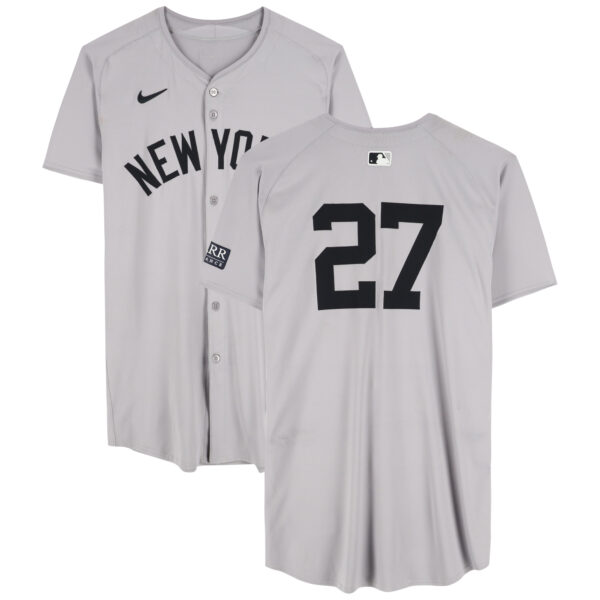 Giancarlo Stanton New York Yankees Game-Used #27 Gray Jersey vs. Oakland Athletics on September 22, 2024