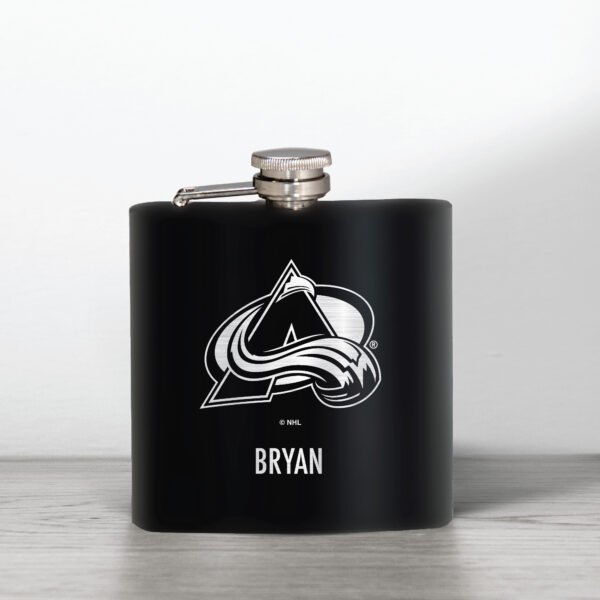 Black Colorado Avalanche 6oz. Personalized Stealth Hip Flask - Image 5
