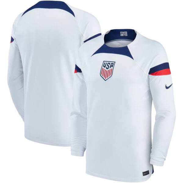 Men's Nike White USMNT 2022/23 Home Breathe Stadium Replica Blank Long Sleeve Jersey