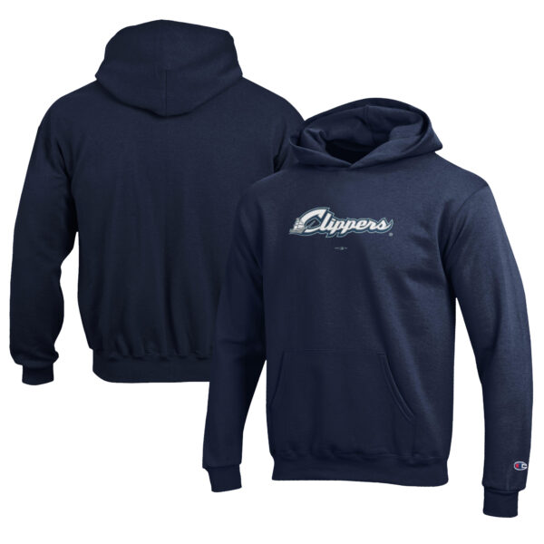 Youth Champion Navy Columbus Clippers Eco Powerblend Pullover Hoodie